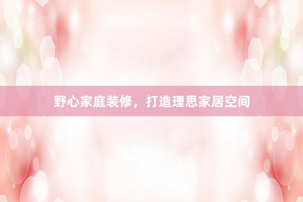 野心家庭装修，打造理思家居空间